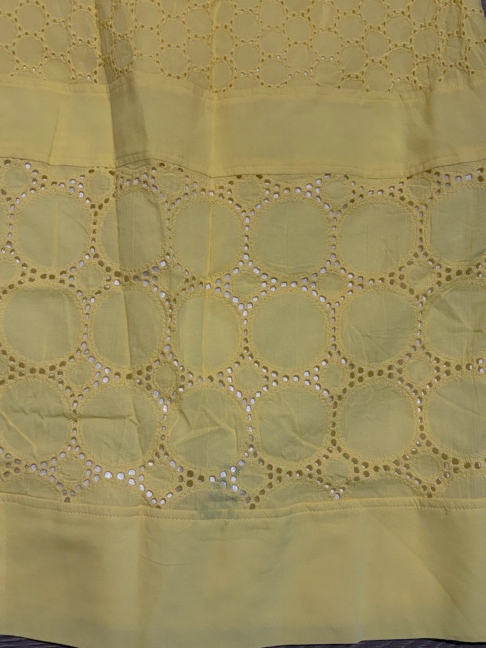 Sandra Darren Bright Yellow Eyelet Sleeveless Midi Dress - Picture 5 of 7